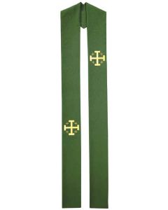 Jerusalem Cross Green Clergy Overlay Stole