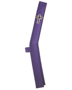 LATIN CROSS - INDIGO VELVET AND GOLD APPLIQUED CROSS  DEACON STOLE