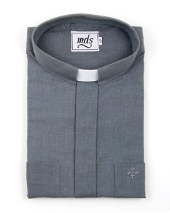 Tab Collar SHORT SLEEVE Shirt Grey