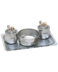 Stainless Steel Church Cruet Set with Tray