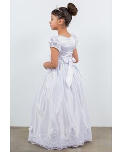 First Communion Dress Satin with Beads and Lace