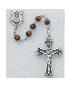 Tiger Eye Rosary Beads 6mm Pewter or Sterling Silver