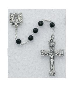 Black Onyx Rosary Beads 5mm Pewter or Sterling SIlver