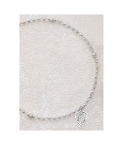 TIN CUT CRYSTAL Communion NECKLACE WITH STERLING MIRACULOUS