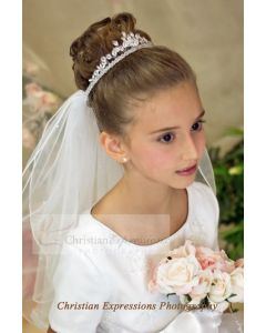 Olivia First Communion Crown Veil