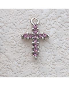 Communion PINK STONE CROSS w/CHAIN