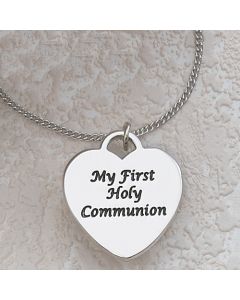 Communion ENGRAVABLE HEART ON 16" CHAIN