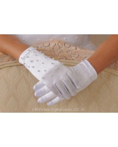 Satin First Communion Gloves w/Pearls