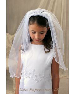 First Communion Headband Veil with Rosettes