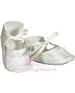 Girls Silk Dupioni Christening Shoe