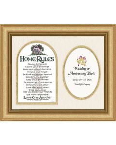 Home Rules Photo Frame-Gold