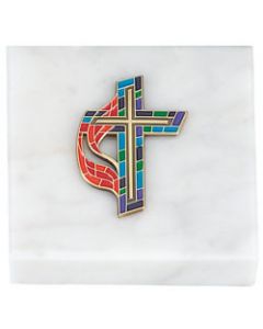 United Methodist Stained Glass Cross Paperweight