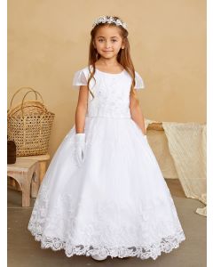 First Communion Dress with Beautiful Lace Skirt