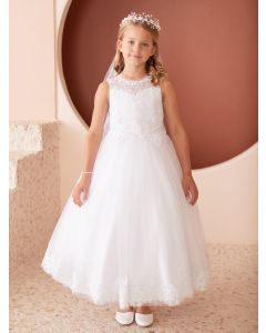 Gorgeous First Communion Dress with Floral Lace Hem Design