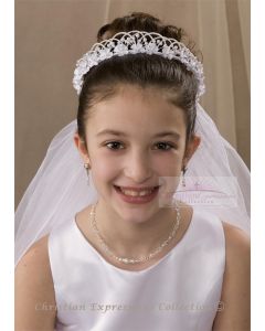 First Communion Crown Veil with Dainty Flowers