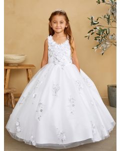 First Communion Dress Off Shoulder Asymmetrical Bodice with Gradation