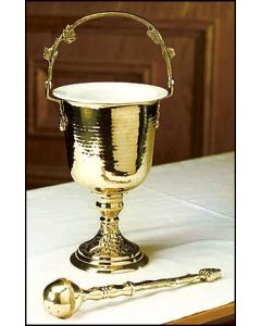 Brass Hammered Holy Water Pot with Sprinkler Set