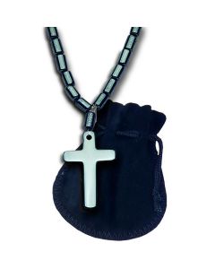 Beaded Hematite Cross Necklace