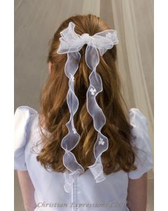 Irish Shamrock Bow First Communion Headpiece