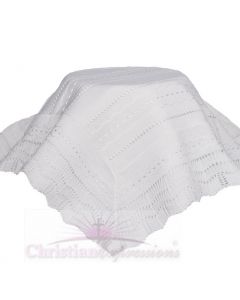 White Knit Baby Christening Shawl