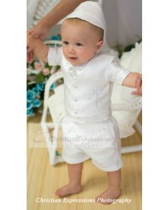 boys shantung christening romper Style Jarrod