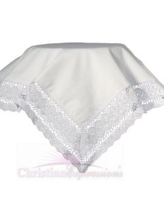 Girls Cotton Batiste Christening Blanket with Cluny Trim