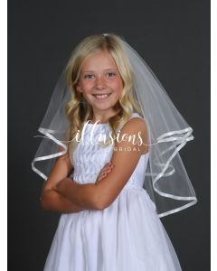 Circular First Communion Veil with Ribbon Edge-3 Sizes Available