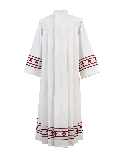 Clergy Alb with Red Embroidery for Men and Women