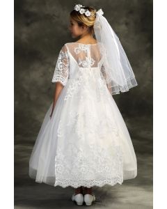 Cording Lace Waterfall First Communion Dress