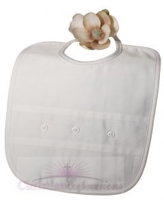 Boys Cotton Sateen Christening Bib with Buttons