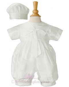 Boys Dupioni Silk Christening Romper Sailor Suit