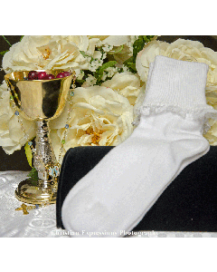 First Communion Anklets with Lace Trim