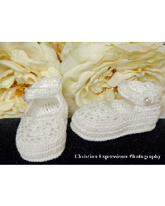 Girls Crochet Christening Booties