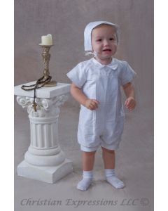 Boys Silk Christening Romper