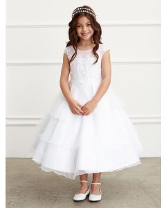 Ruffle First Communion Dress with Lace Bodice