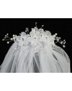 Bun Wrap First Communion Veils Flowers Pearls 