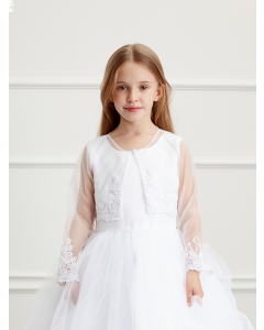 First Communion Organza Lace Long Sleeve Bolero Jacket