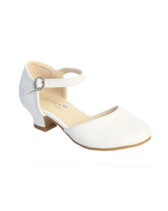 Girls White First Communion Shoes with Pearl Embellishment