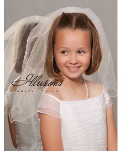 First Communion Veil with Wavy Edge-3 Sizes Available