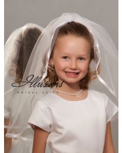 First Communion Veil with Wide Satin Trim-3 Sizes Available