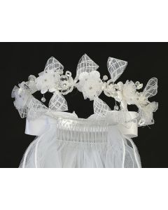 First Communion Crown Veil with Synthetic Crystals