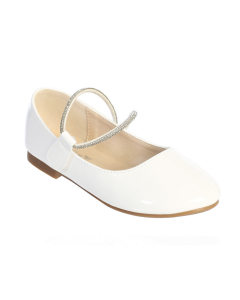 Girls White First Communion Shoes with Pearl Embellishment