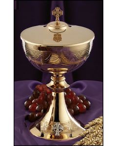 Irish Ciborium with Etched Celtic Cross 