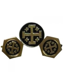 Jerusalem Cross Cufflinks and Lapel Pin Gift Set
