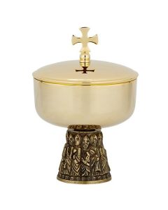 Last Supper Ciborium with Cross Cover Brass