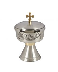 Last Supper Ciborium with Cross Cover Brass