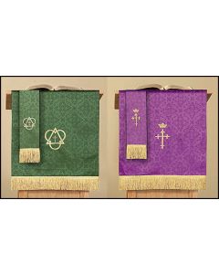 Reversible Pulpit Scarf with Cross: Purple/Green Parament