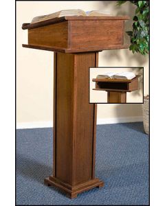 Church Lectern with Shelf Maple Stain