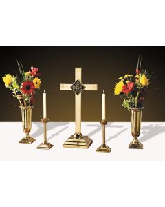 Brass Church Altar Set IHS Symbol 24"