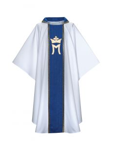 Marian Crown Velvet Trim Clergy Chasuble